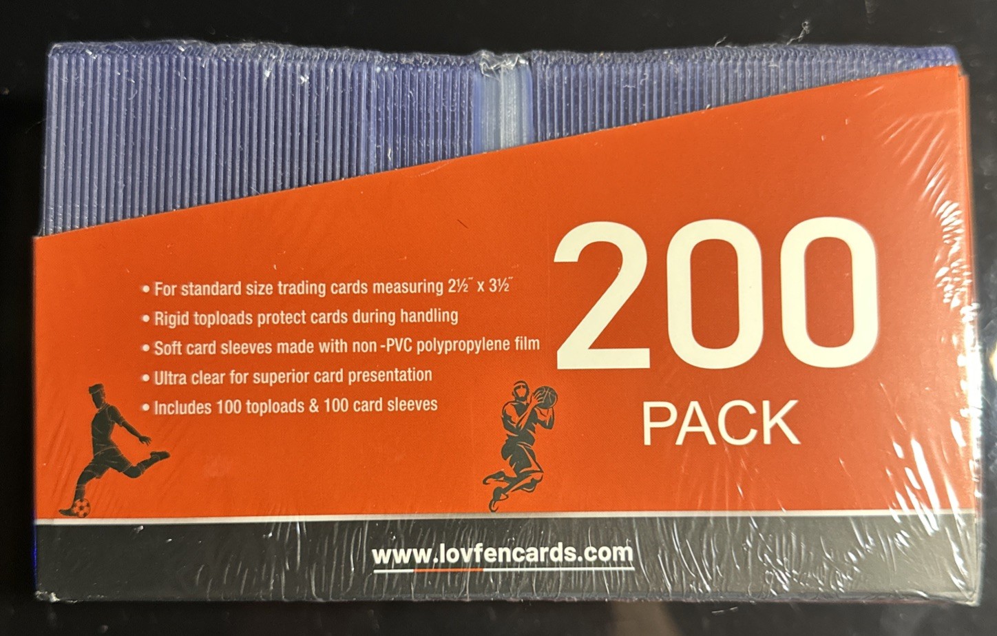 Lovfen 200ct 35pt Standard Trading Card Top-loaders + Sleeves