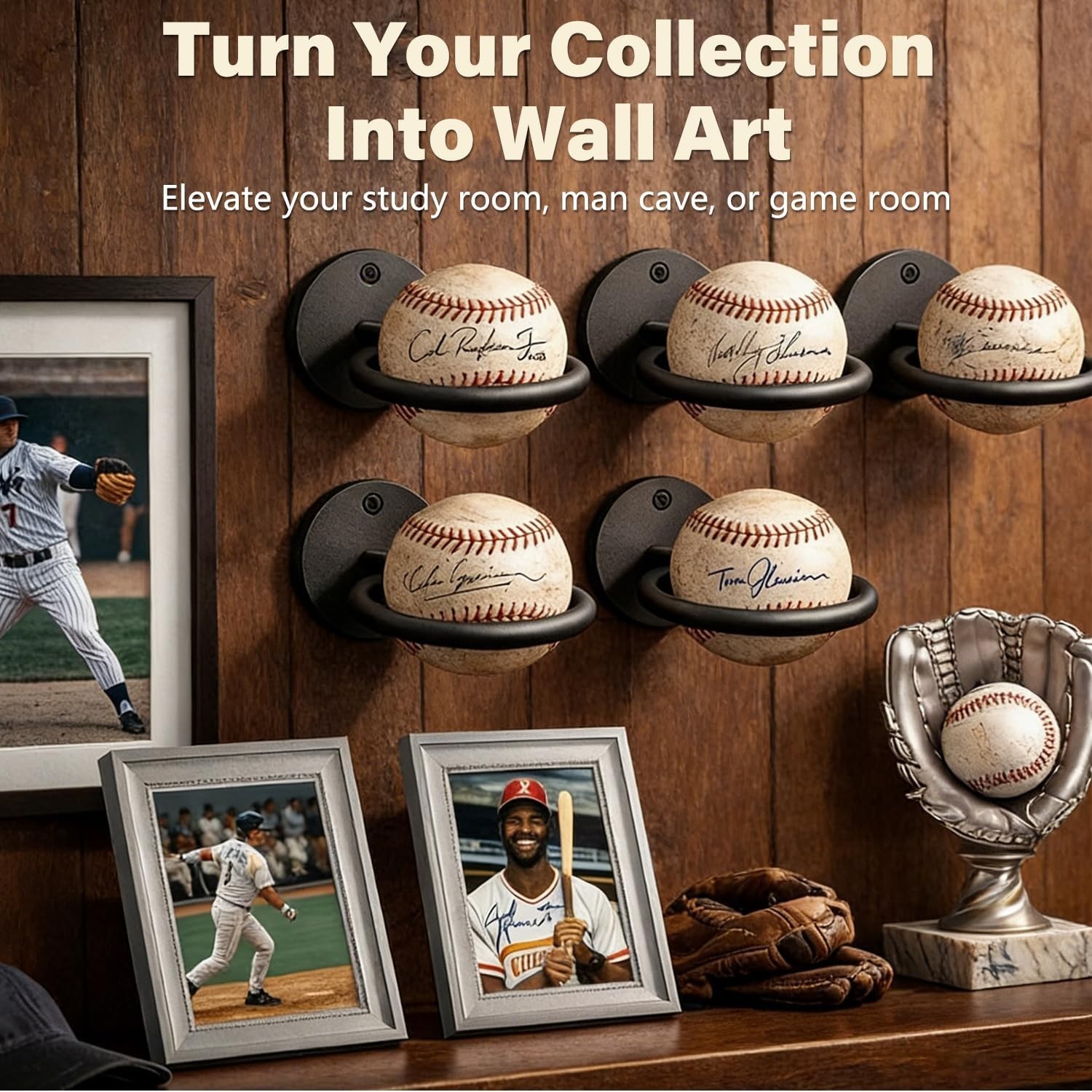 Rust Resistant 12-Slot Baseball Memorabilia Display Rack – Minimalist Wall Mount
