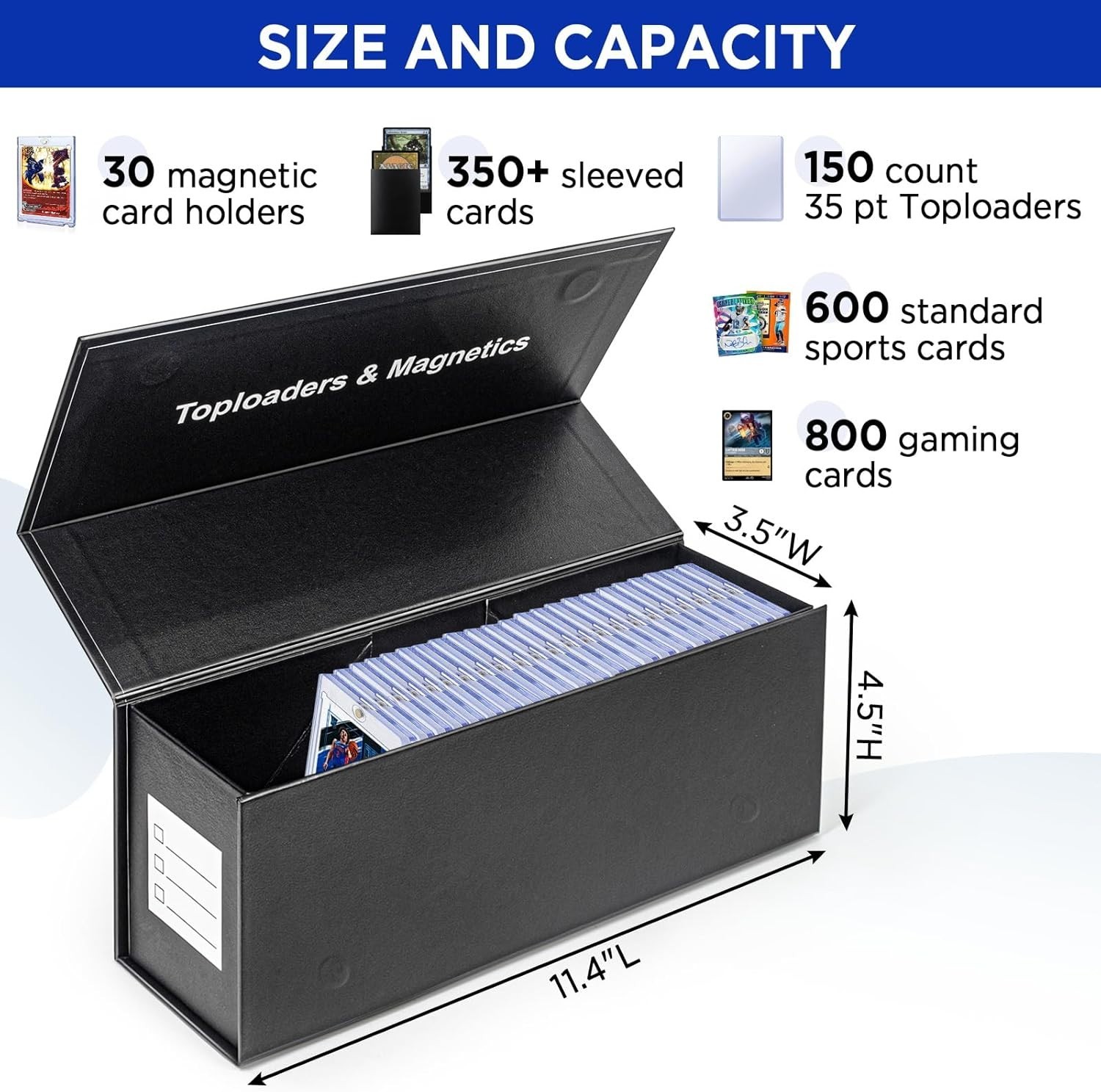 Top Loaders Storage Box for Trading Cards, Vertical Magnetic Closure Sports Card