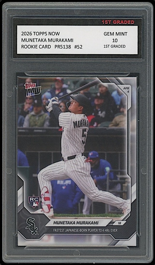 Munetaka Murakami 2026 Topps Now #52 Rookie Card Chicago White Sox 1st Graded 10
