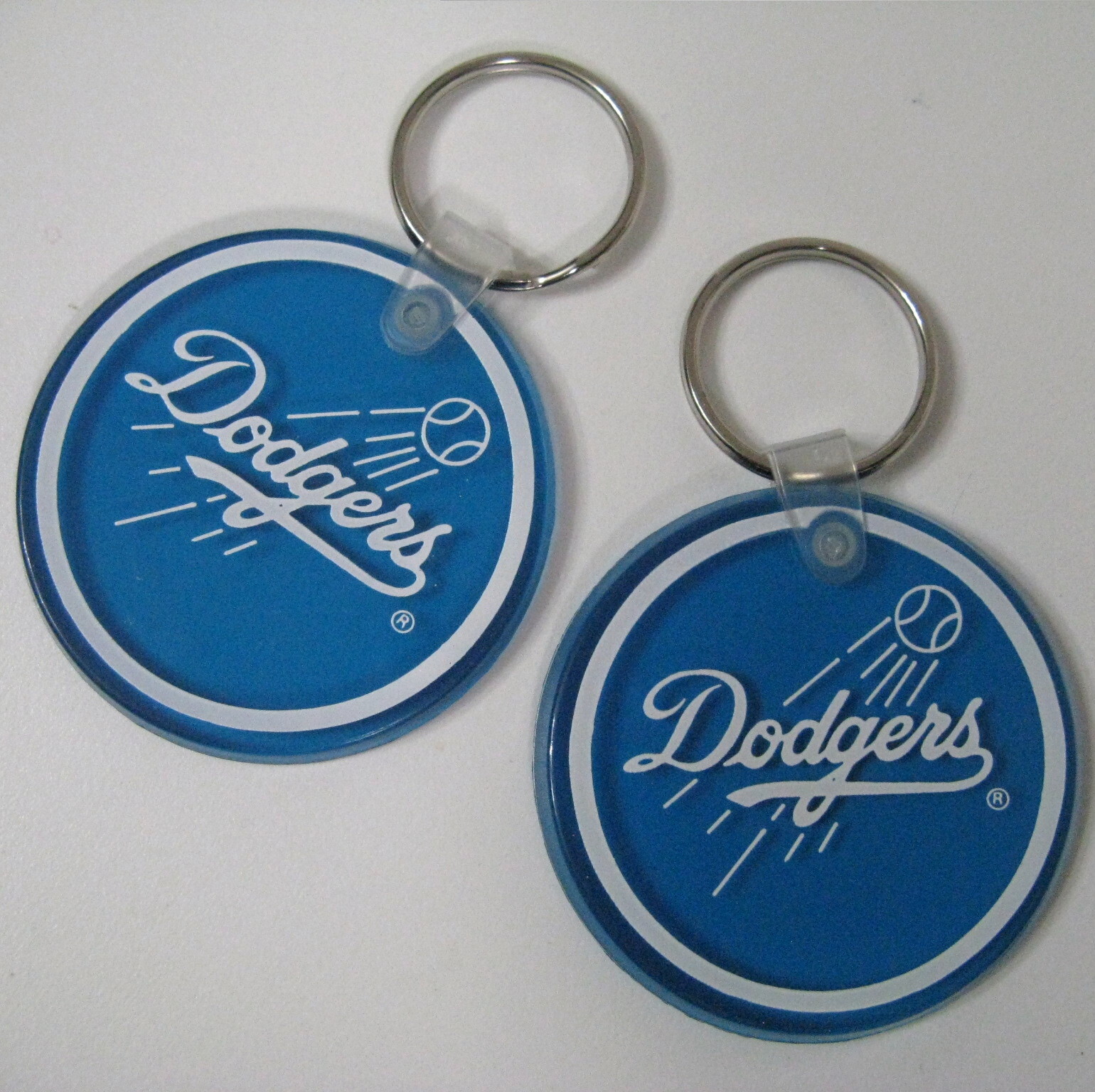 Los Angeles Dodgers Baseball 2 Vintage Keychains Transparent Blue Rubber Vinyl