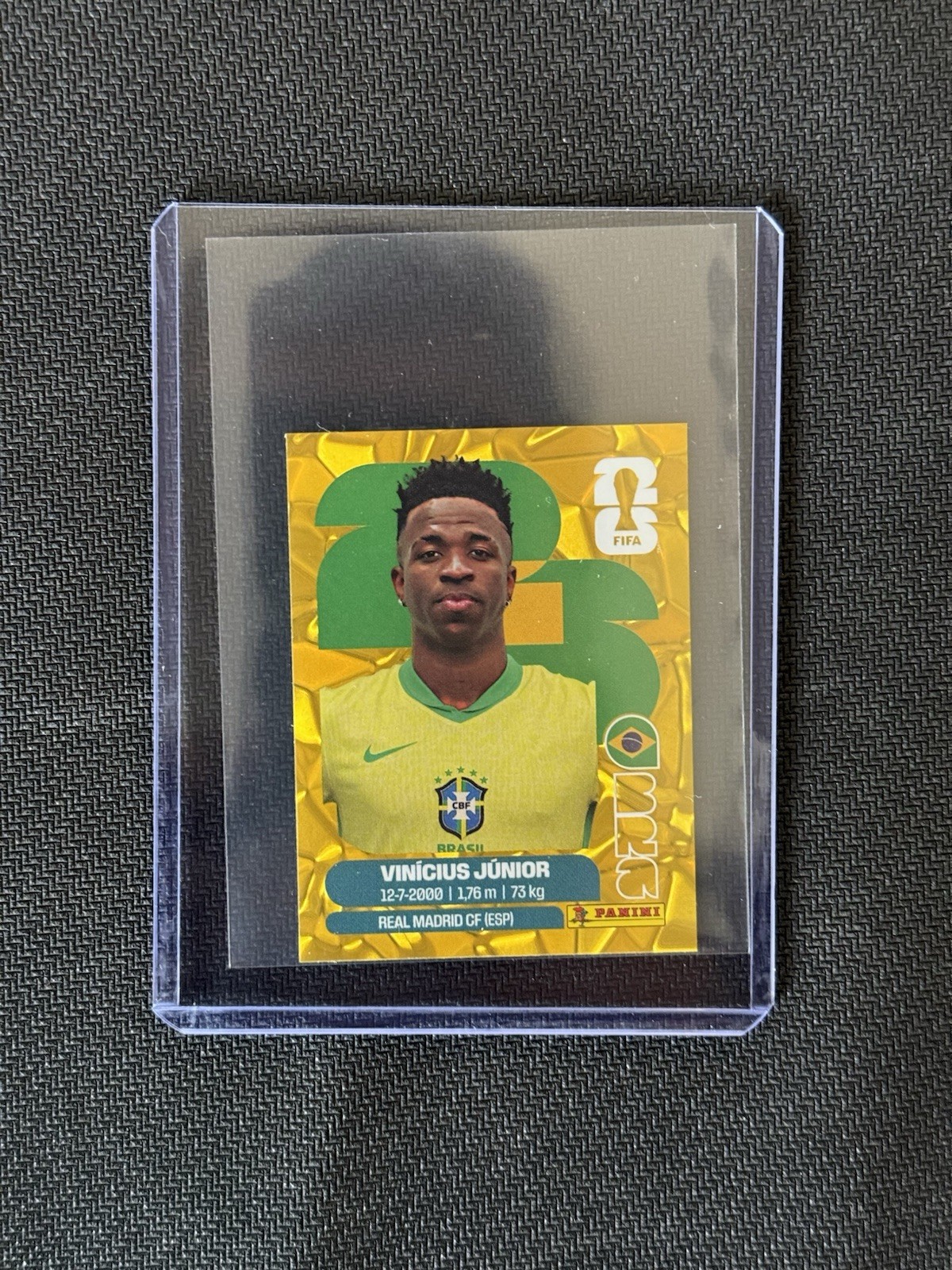 2026 Panini World Cup Soccer Online Exclusive Gold Crumple Vinicius Jr BRA 14