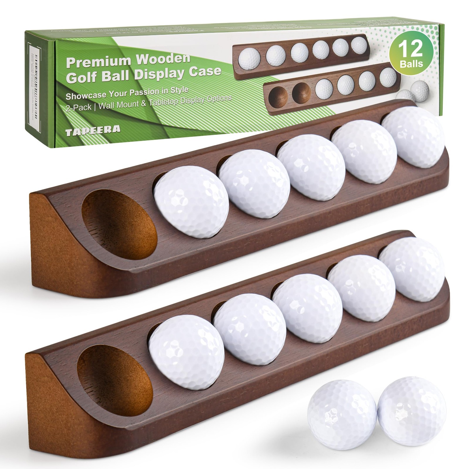 2 PCS Golf Ball Display Case Wall Mount Tabletop Decor For 12 Standard Balls