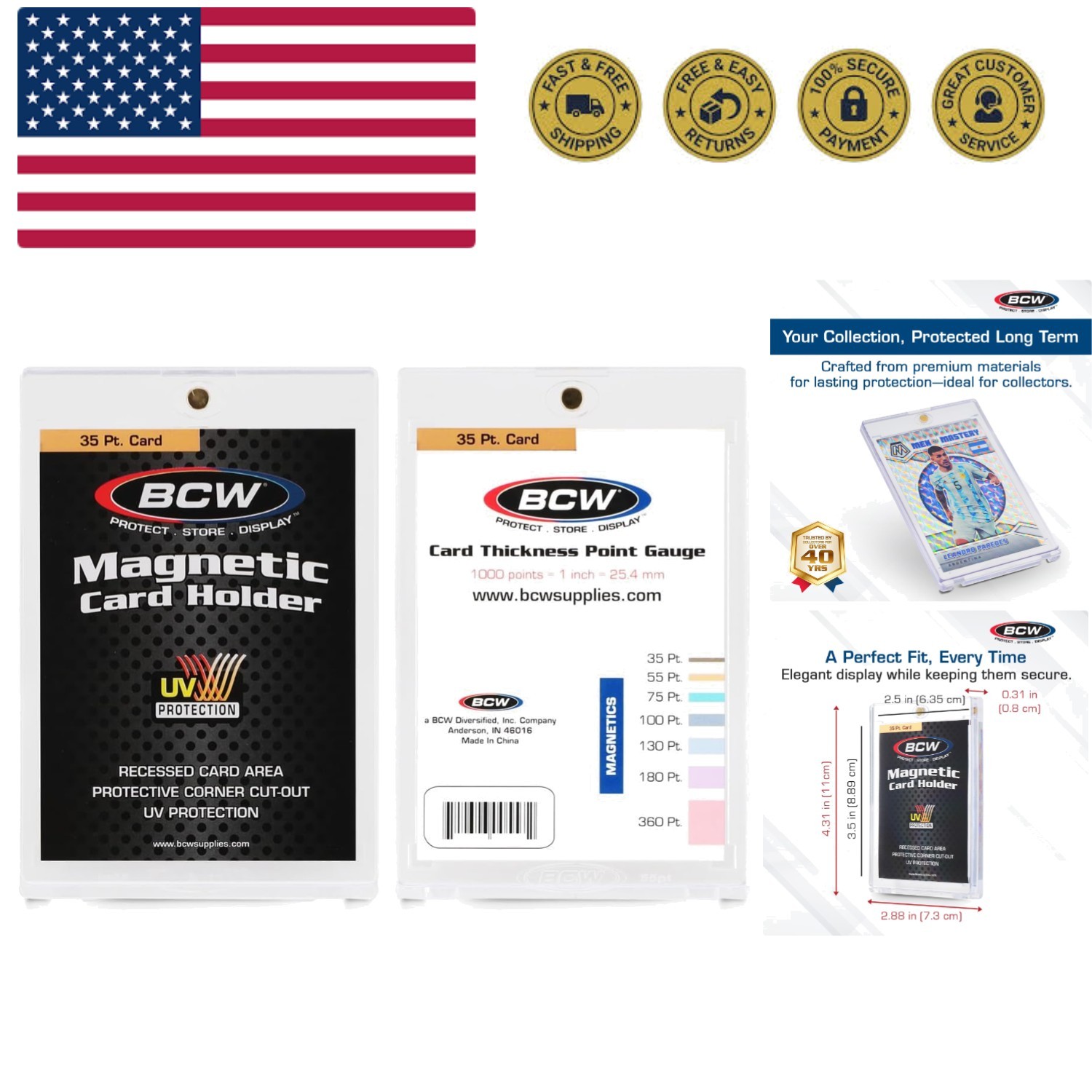 Magnetic Card Holder – 35 PT Thickness – 20 Pack | Protective Display Card Ca…