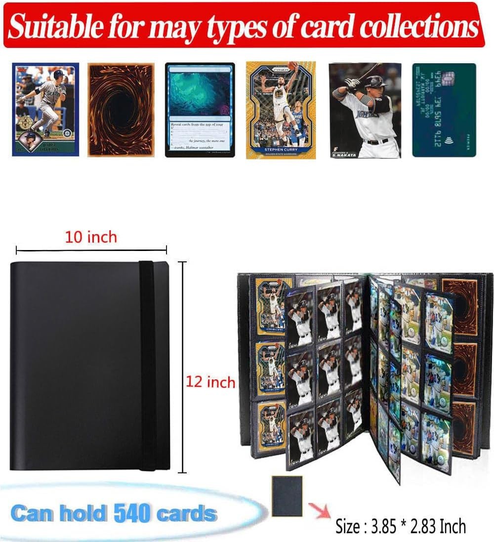9 Pocket Card Binder Premium Zip Trading Card Binder Double Sided Pocket Binder