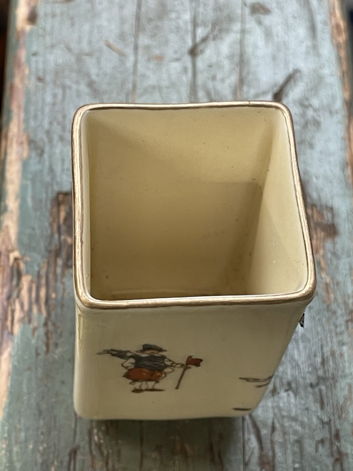 Antique Royal Doulton C1922 Rectangular China Pot Hickory Golf Art No D5437E