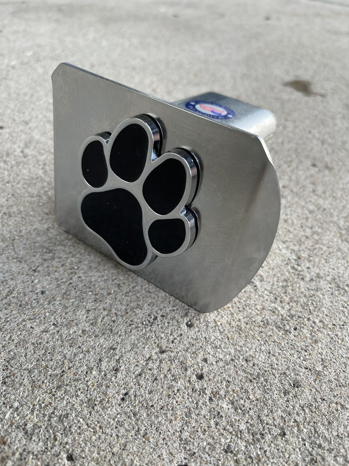 Paw Print Hitch Cover Solid Metal with Raised Chrome Metal Emblem 2″