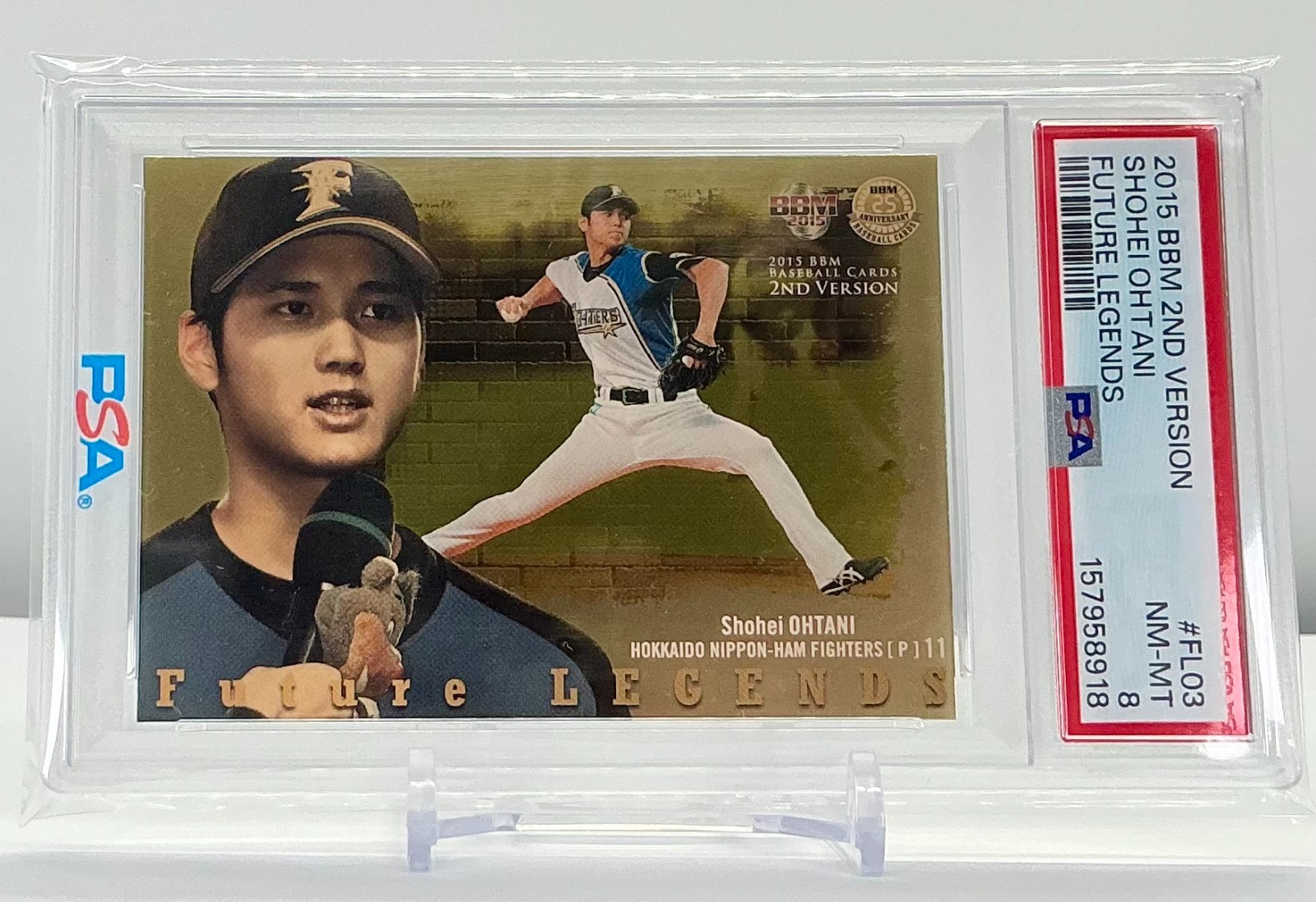 SHOHEI OHTANI 2015BBM 2ND VERSION FUTURE LEGENDS #FL03 PSA8!POP6!(RC)