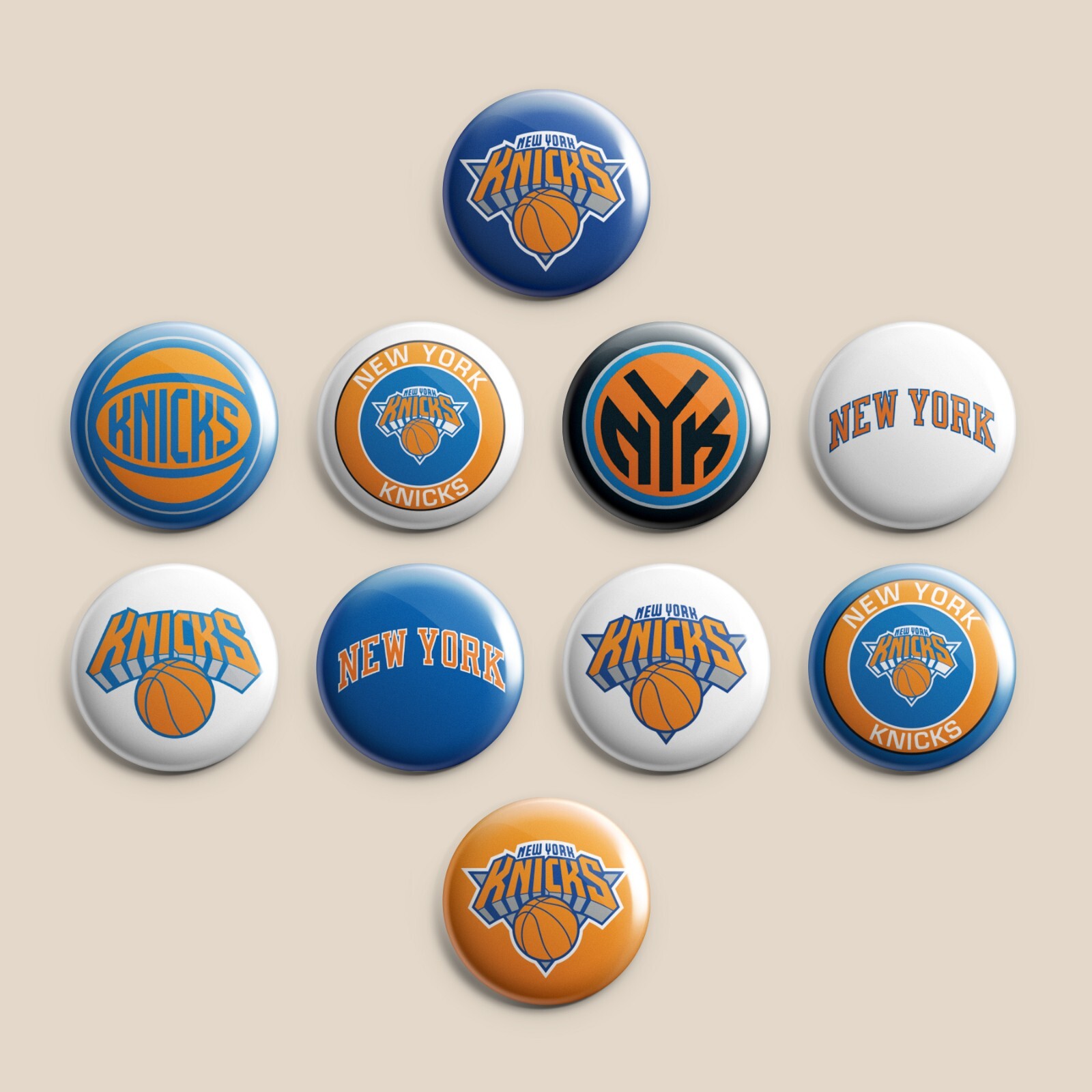 NEW YORK KNICKS – 1″ pinback button set of 10 – NBA basketball pins