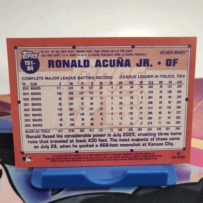 2026 Topps Series One 1991 Throwback Ronald Acuna Jr. #T91-84 Atlanta Braves
