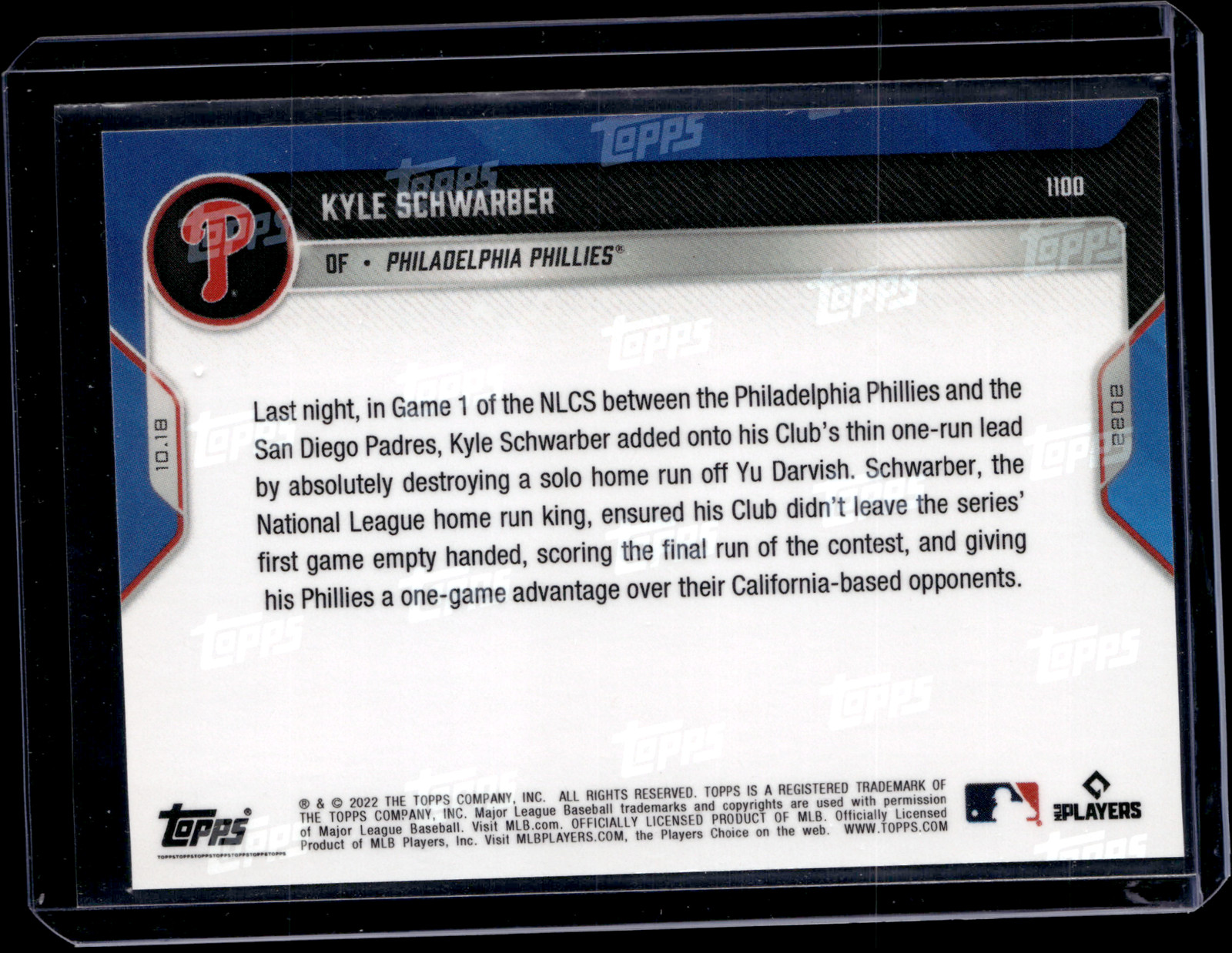 Kyle Schwarber – 2022 MLB Topps Now #1100 Blue 34/49 Parallel