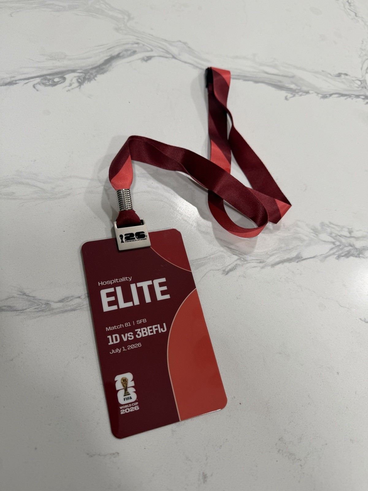 Official World Cup Hospitality Elite VIP Lanyard 7/1/2026 USA vs Bosnia Metal