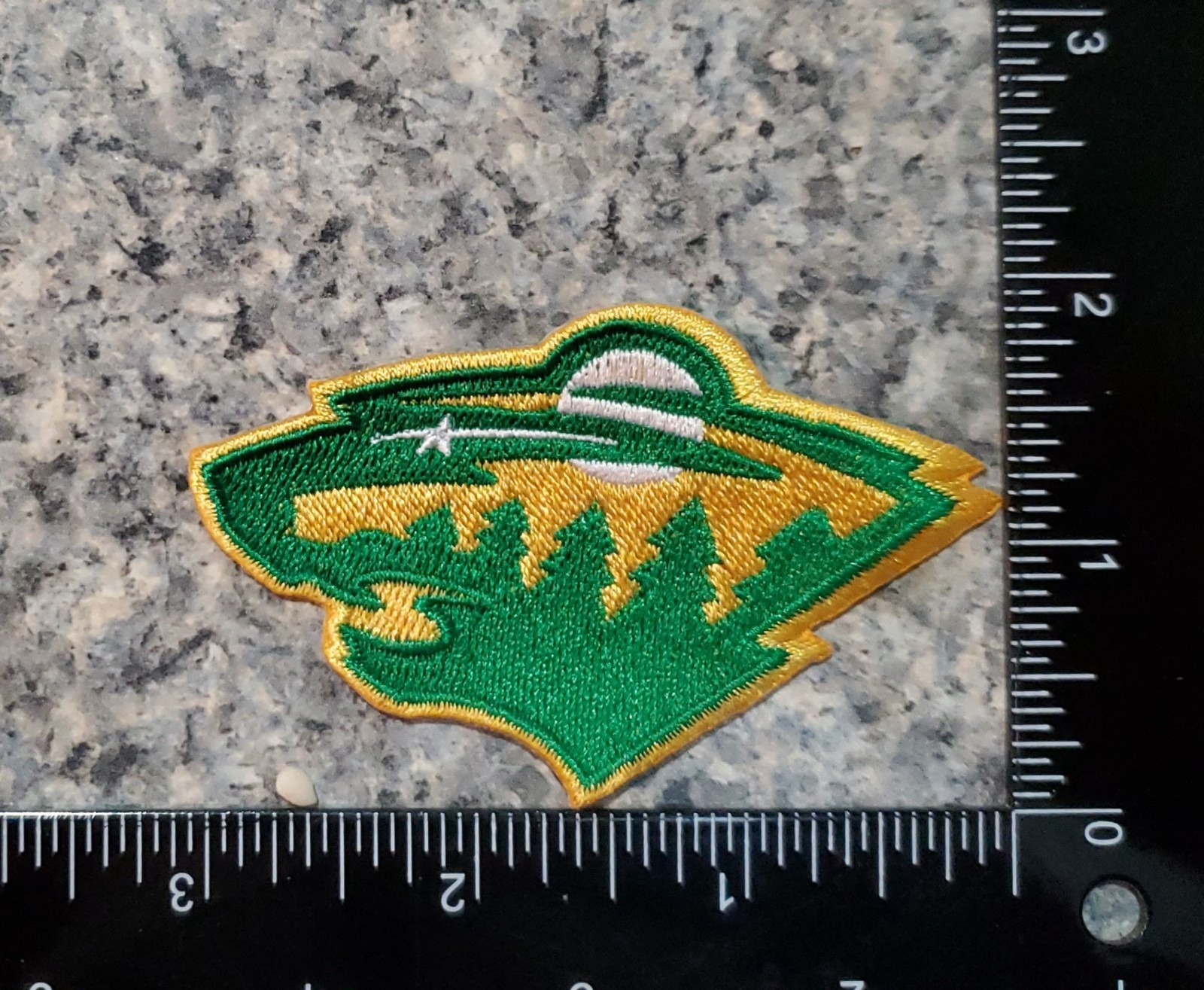 Minnesota Wild Vintage Style Patch. Heather Green Embroidered. Iron On. 3″x2″