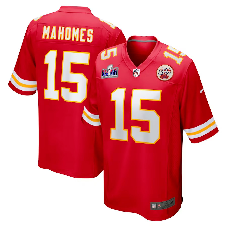 PATRICK MAHOMES #15 Kansas City Chiefs Red Home Jersey Men’s Size Large SB 58