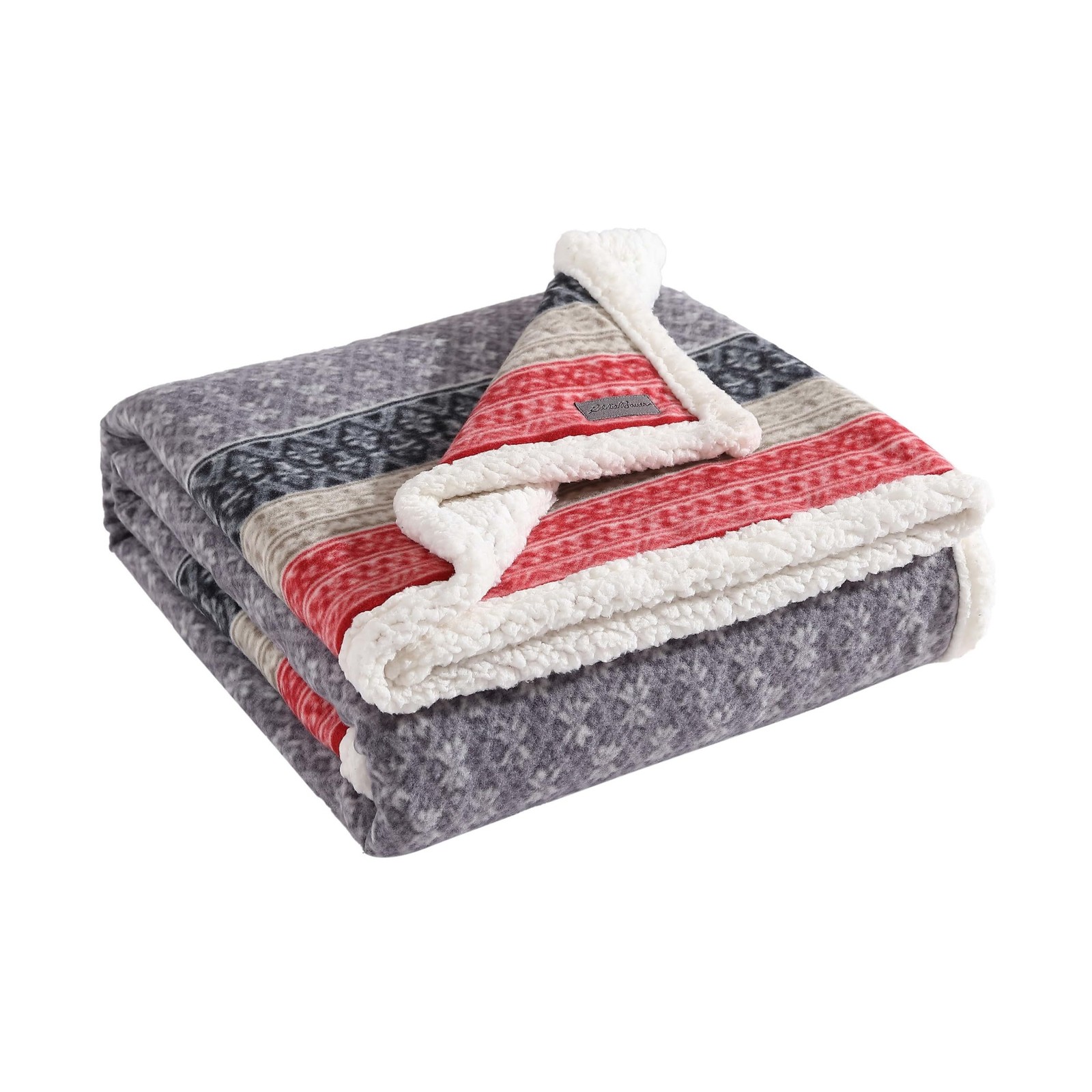 Eddie Bauer – Throw Blanket, Brushed Fleece & 50″ x 70″, Fair Isle Dark Steel