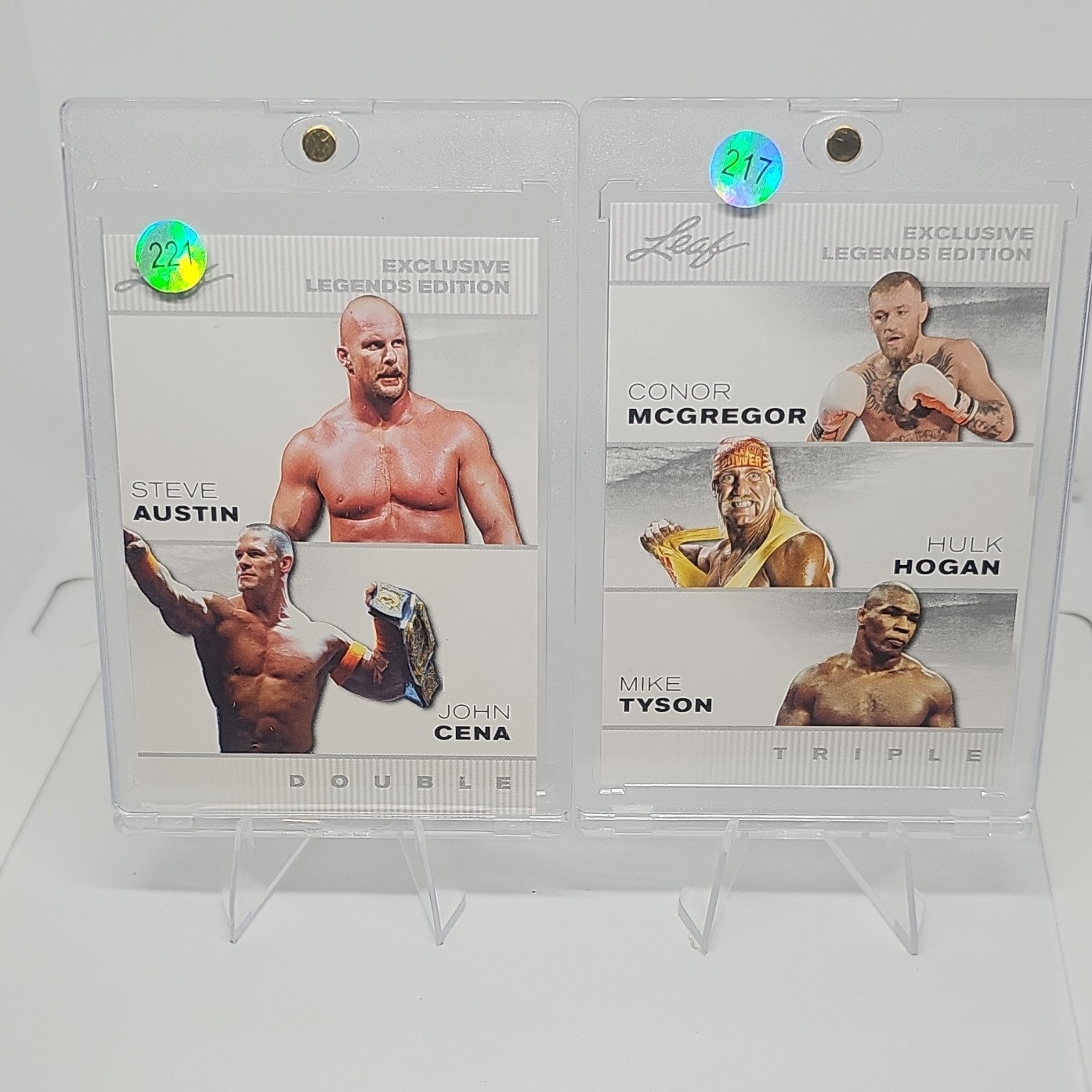Hulk Hogan, Connor Mcergor, Mike Tyson. Steve Austin,John Cena 2 Cards 5 Legends