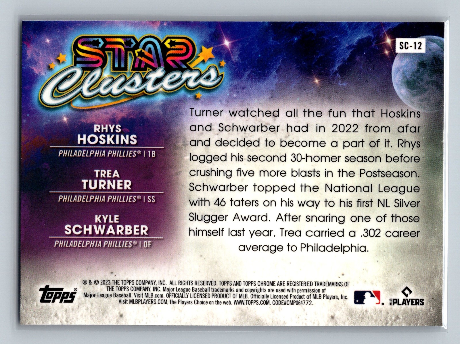 2023 Topps Chrome Cosmic TURNER/SCHWARBER/HOSKINS Star Clusters Phillies #SC-12
