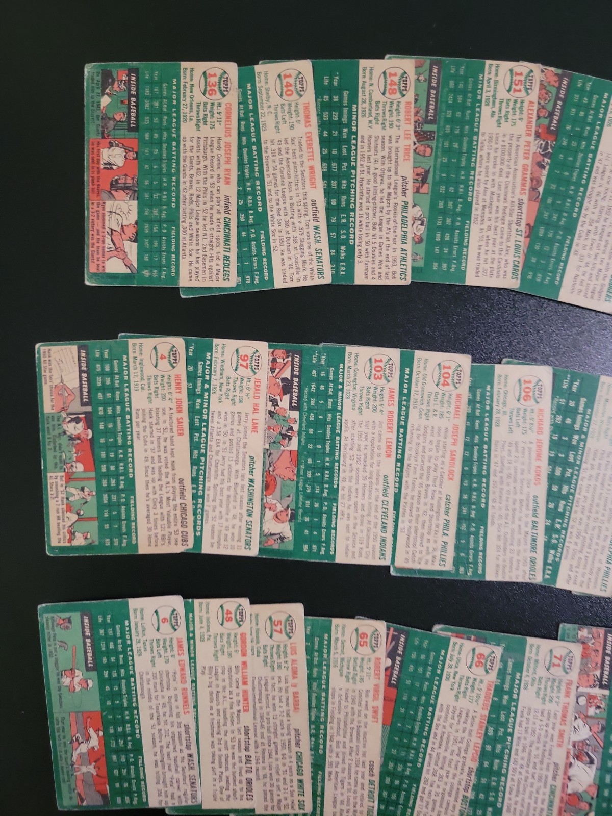 1954 Topps Baseball Card Lot – 43 Different Cards – W/ Hank Sauer and Gene Smith
