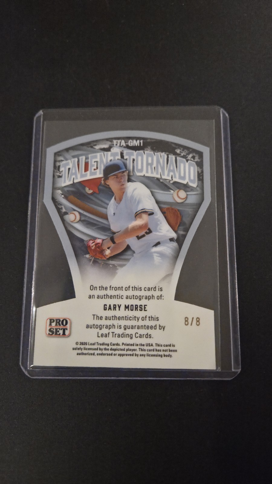 2026 Leaf Pro Set Baseball Gary Morse Die Cut Talent Tornado #8/8 Tennessee Auto