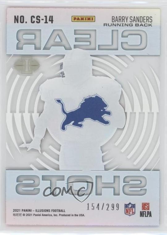2021 Panini Illusions Clear Shots Light Blue /299 Barry Sanders #CS-14 HOF 0x4v