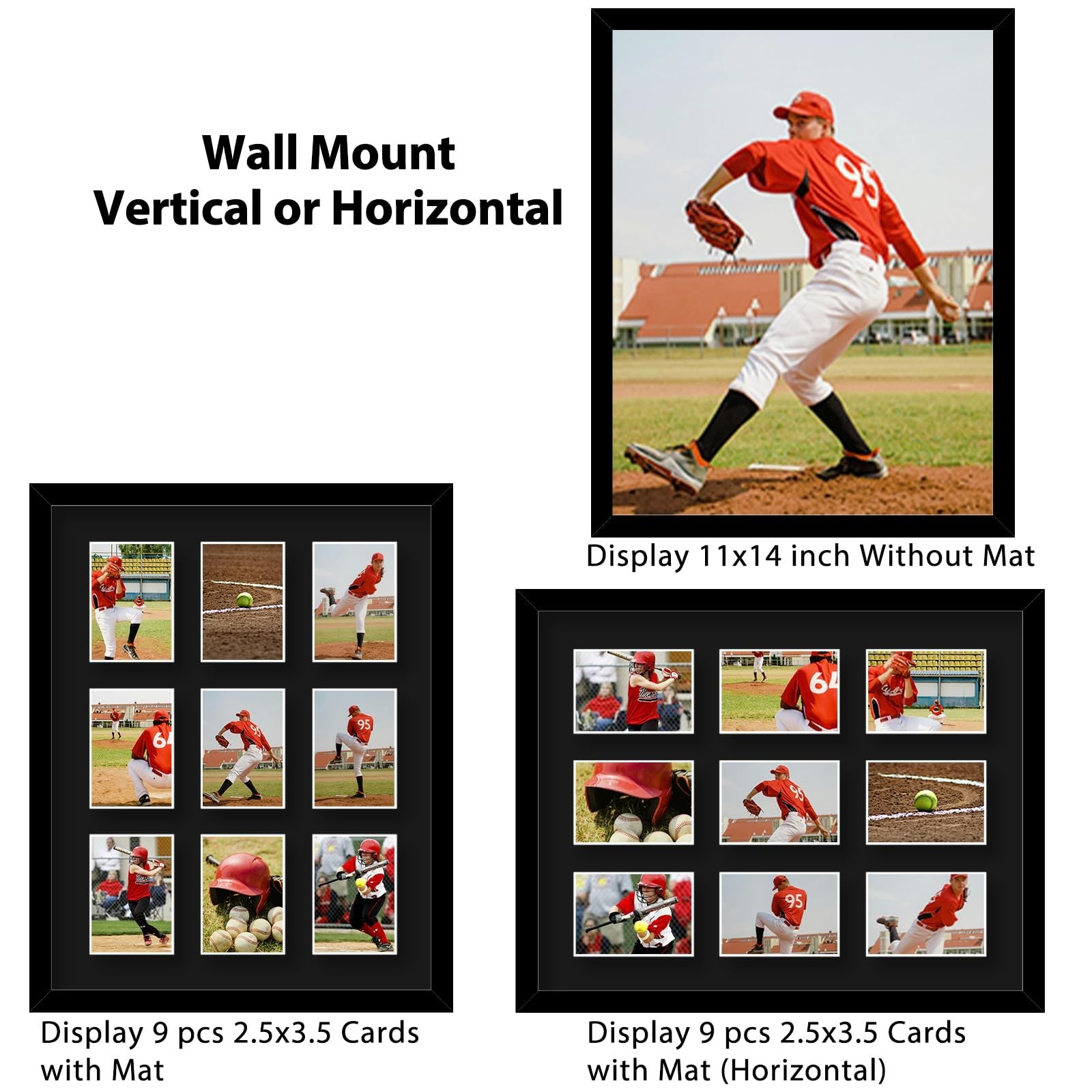 9-Card Trading Card Display Frame – Wall Mount for Sports Collectors, Black
