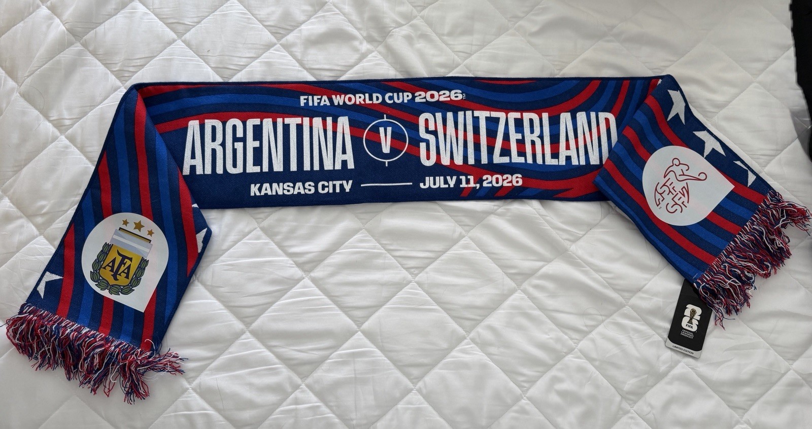 FIFA World Cup 2026 Argentina vs Switzerland Quarterfinal Match Scarf – July 11