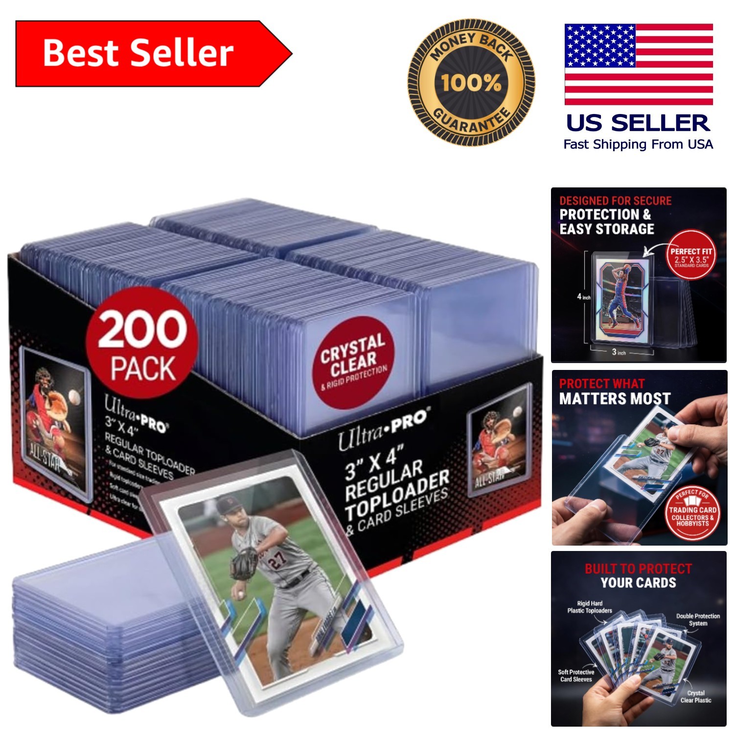 200 Trading Card Holders – Double Layer Protection in Clear Design