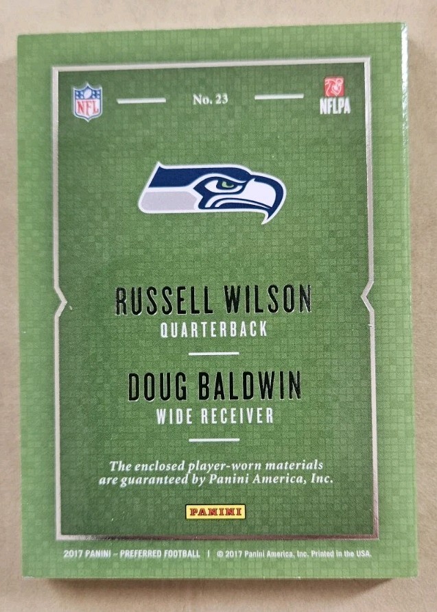 Panini Preferred Booklet Russell Wilson And Baldwin Dual Relic Booklet SP/199