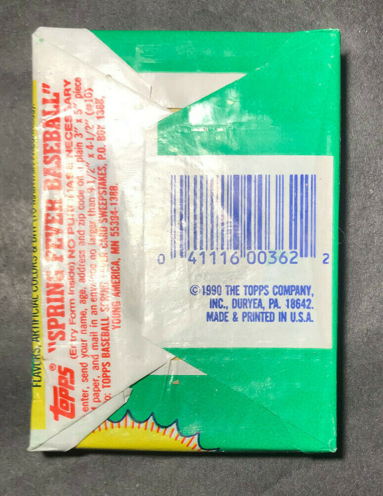 1990 Topps Baseball Cards, 1 Unopened Sealed Wax PACK From Wax Box, 16 Cards