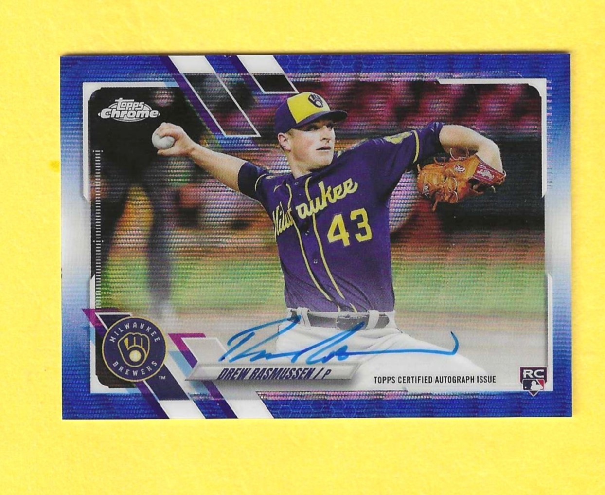 2021 Topps Chrome Drew Rasmussen Autograph Blue #’d 137/150 Auto Rays