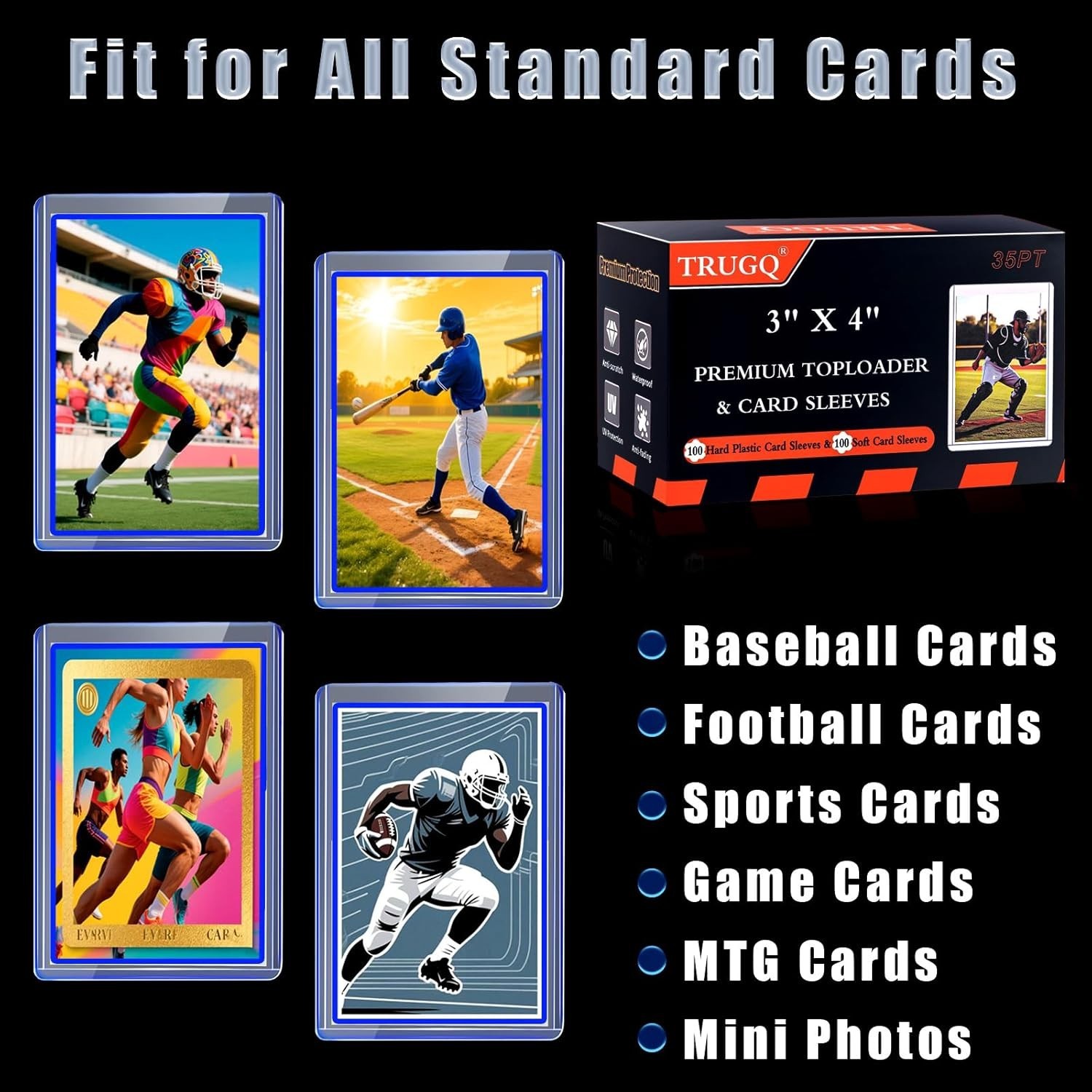 200 Transparent Card Sleeves Set: Superior Quality for Collectors – Blue Finish