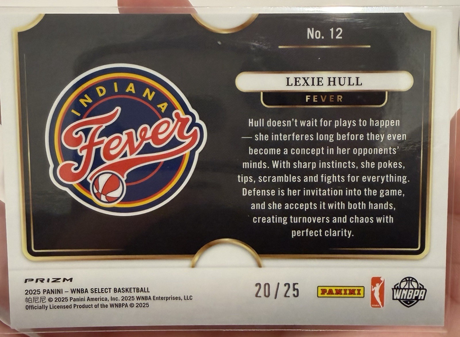 Panini 2025 WNBA Select Snapshots Lexie Hull Indiana Fever #12 Tie Dye 20/25