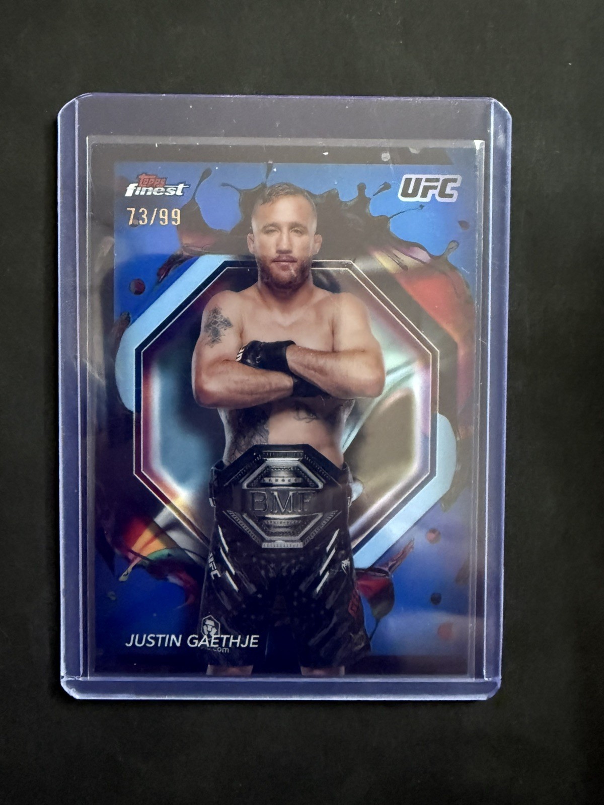 2024 Topps Finest UFC Justin Gaethje Blue Rare #/99 SSP 73/99 🔥
