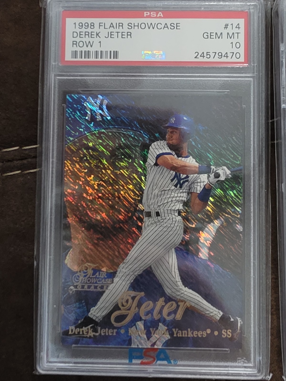 1998 Flair Showcase #14 Derek Jeter Row 1, 2, & 3 – Set of 3 Cards – All PSA 10