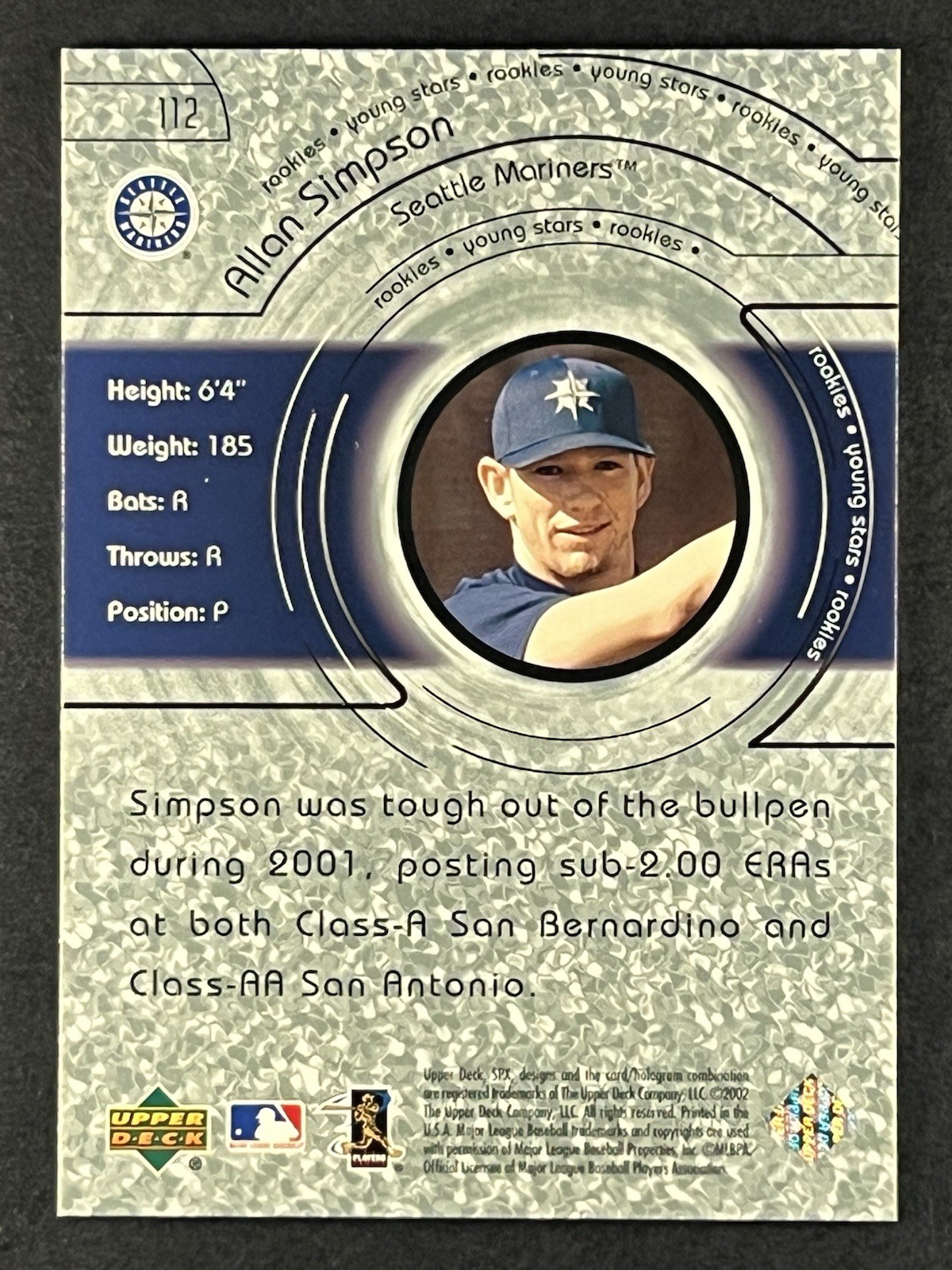 Allan Simpson #112b RC 2002 SPx – Young Stars /1800 VAR: Portrait