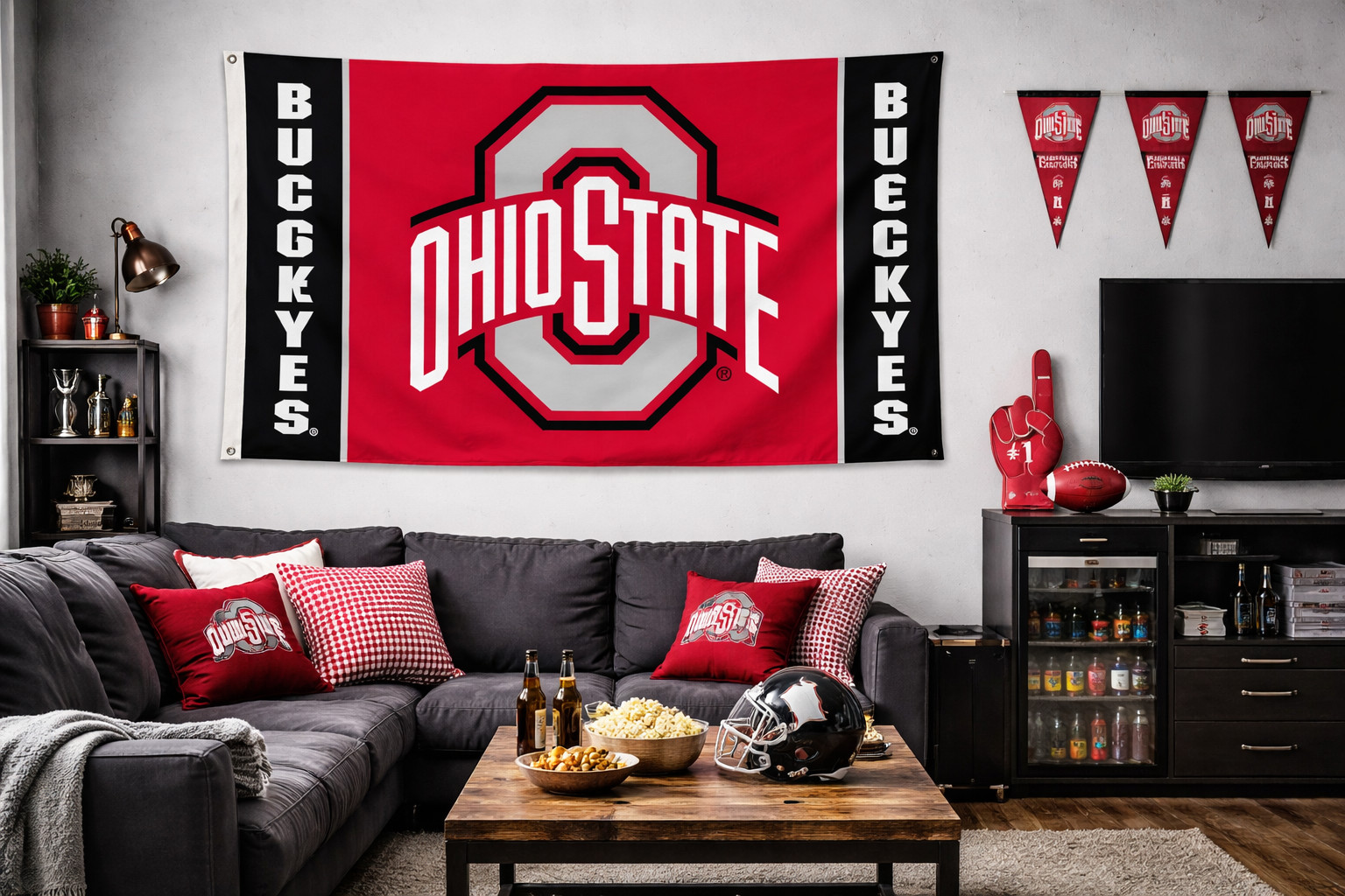 Ohio State Buckeyes Flag 3×5 ft Banner NCAA Football Outdoor Red Large