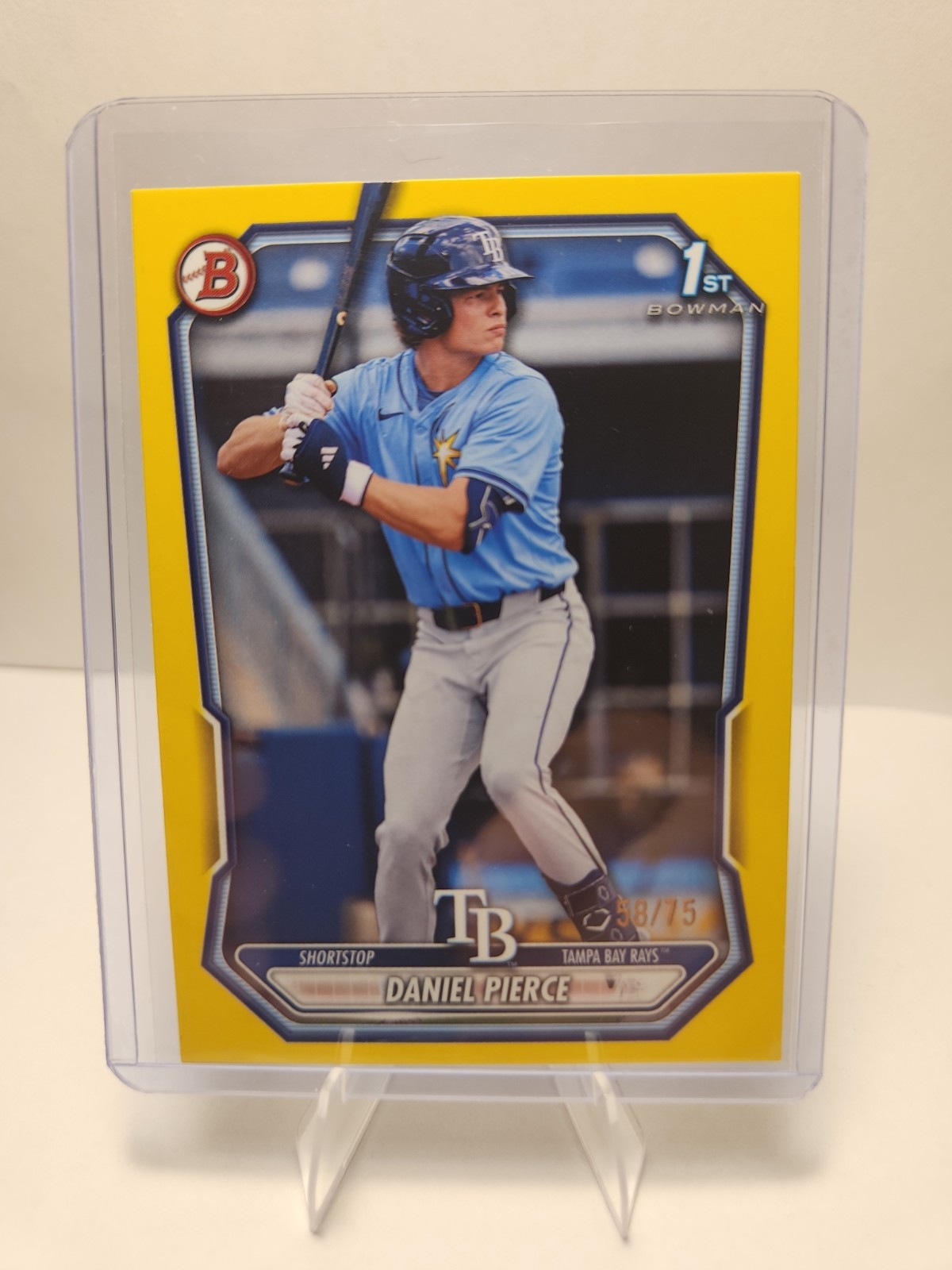 🔥 👀 Daniel Pierce 2026 Bowman – 1st Bowman Paper Yellow Pattern /75 – Rays