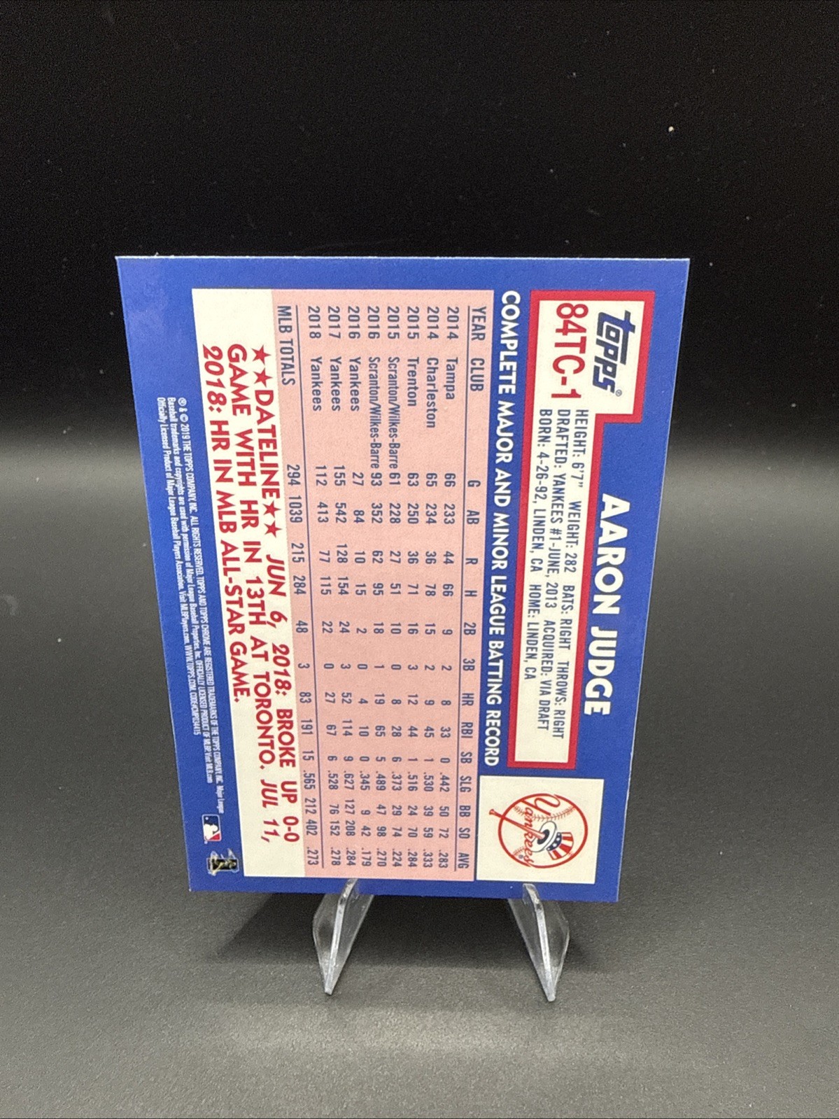 2019 Topps Aaron Judge Refractor Retro #84TC-1