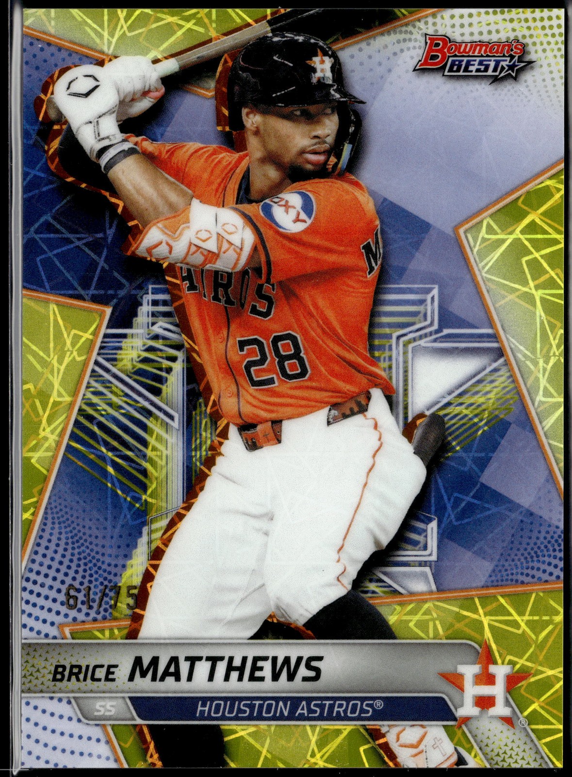 2025 Bowman’s Best #TP-18 Brice Matthews Yellow Lazer Refractors #/75