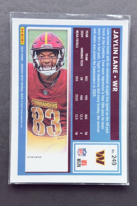 ‘25 Panini Jaylin Lane Washington Commanders Rookie 4 card lot