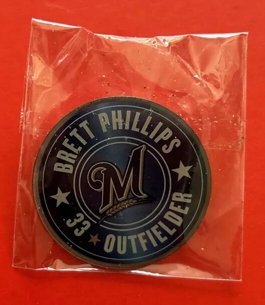 MILWAUKEE BREWERS BRETT PHILLIPS Collector Player Pin 2008 MLB Baseball SGA