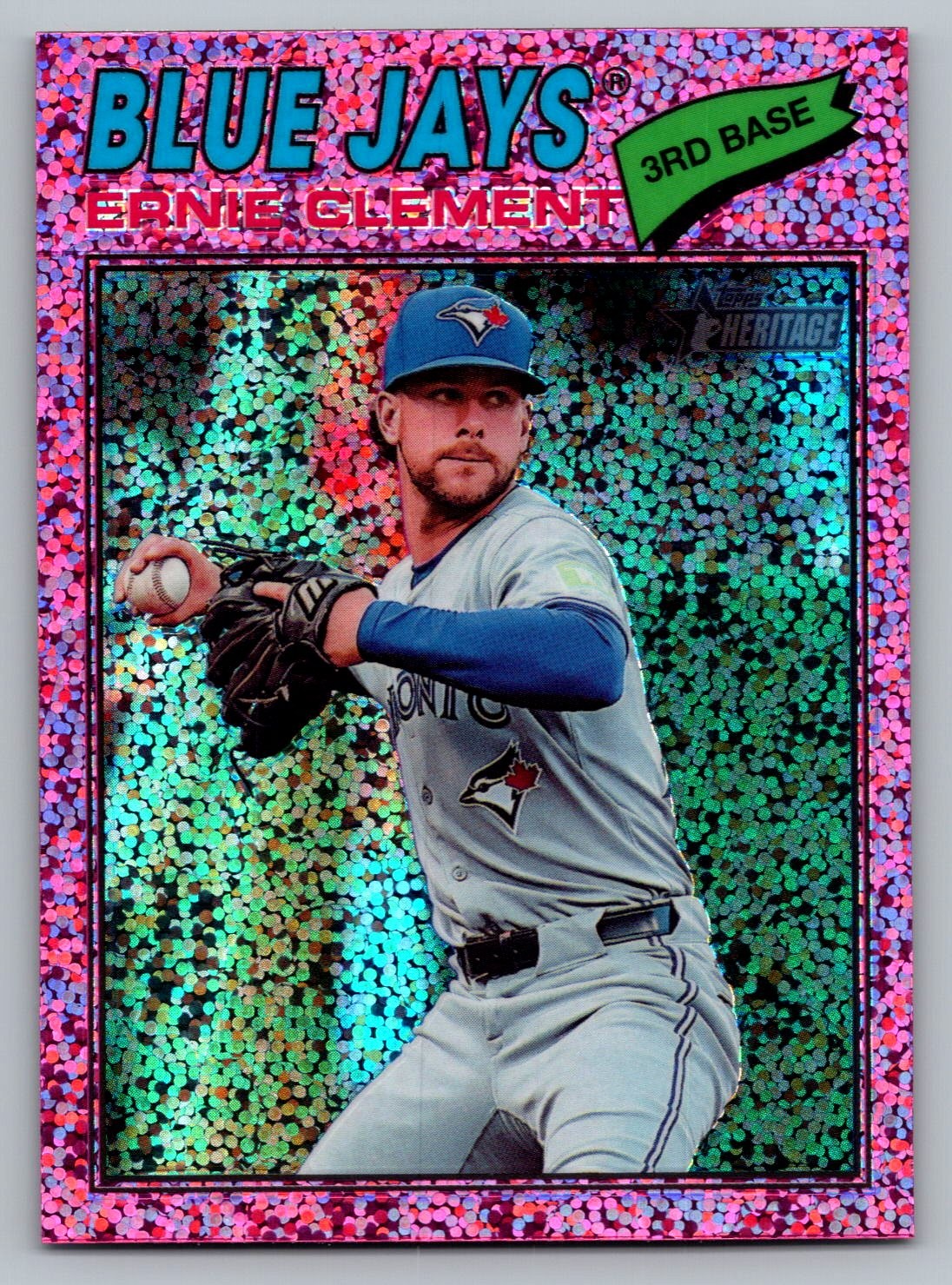 2026 Topps Heritage #21 Ernie Clement Chrome Pink Sparkle Refractors