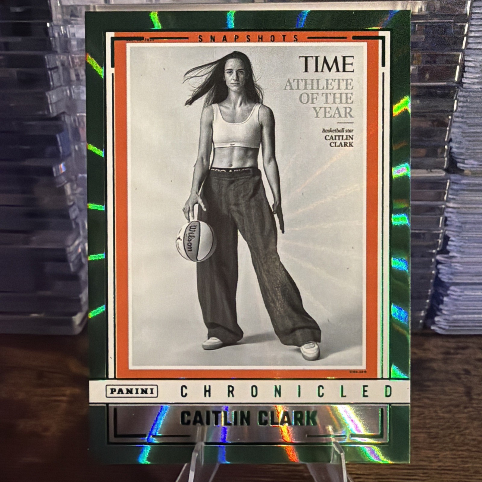 Caitlin Clark Green Laser 2025 Panini Chronicles Time Athlete of the Year FEVER