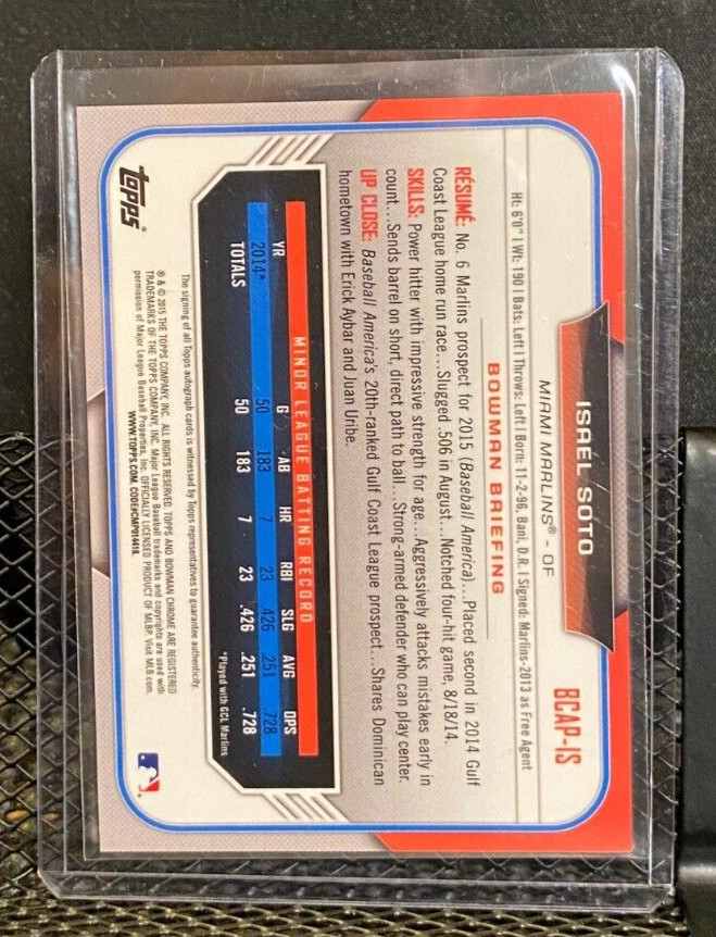 Isael Soto 2015 Bowman Chrome 1st Bowman Auto – Marlins