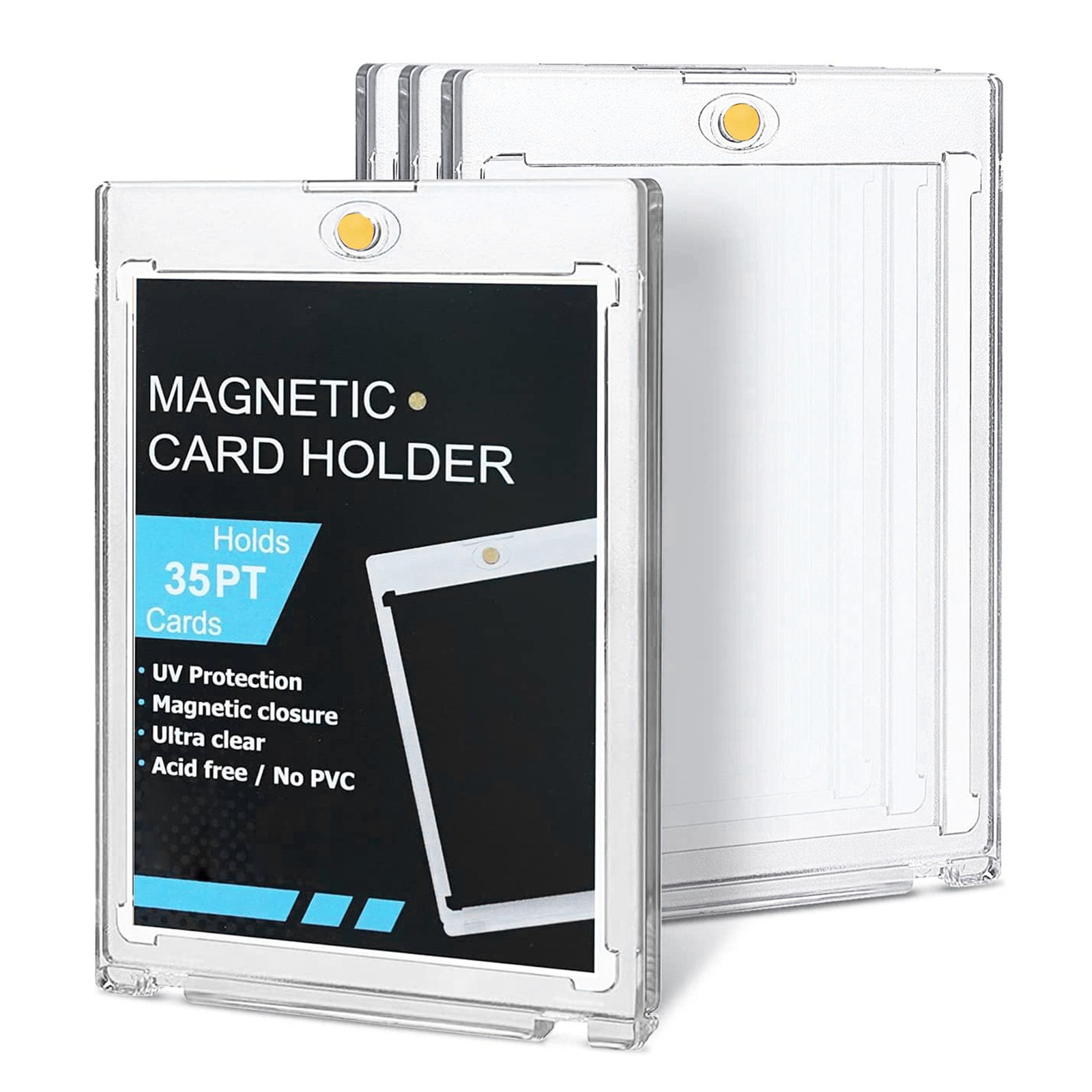5-50PCS Clear Magnetic Trading Sports Card Holders 35PT One-Touch UV Protection