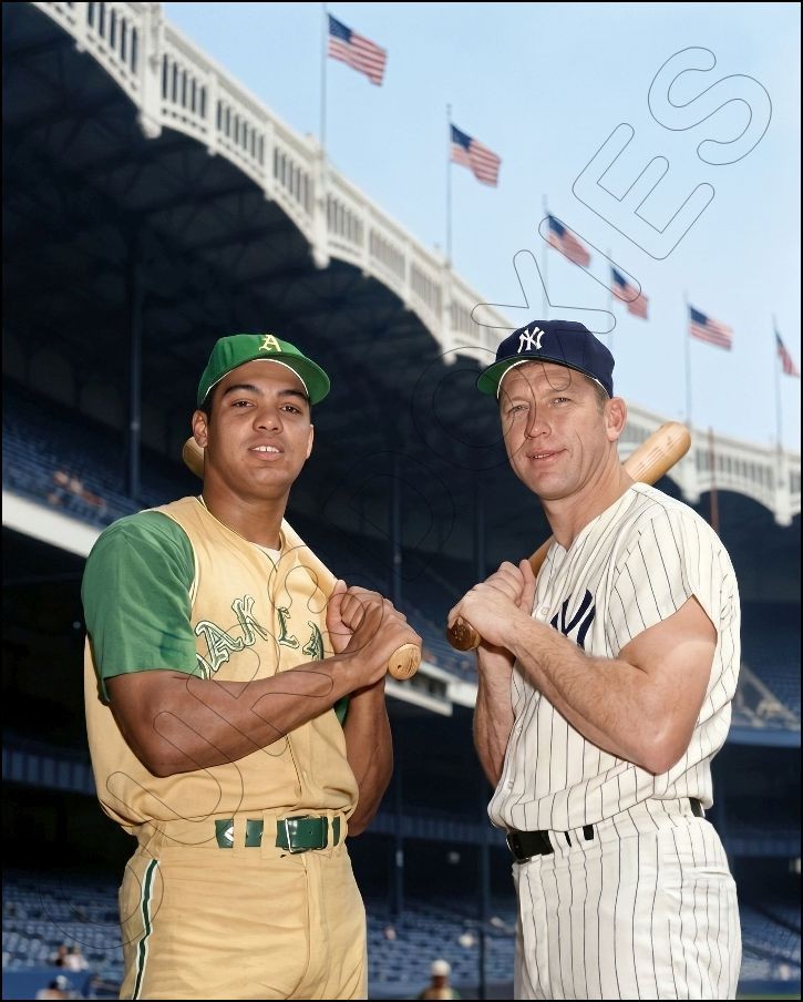 Mickey Mantle Reggie Jackson Photo 8X10 Yankees A’s 1968 COLORIZED FREE SHIPPING