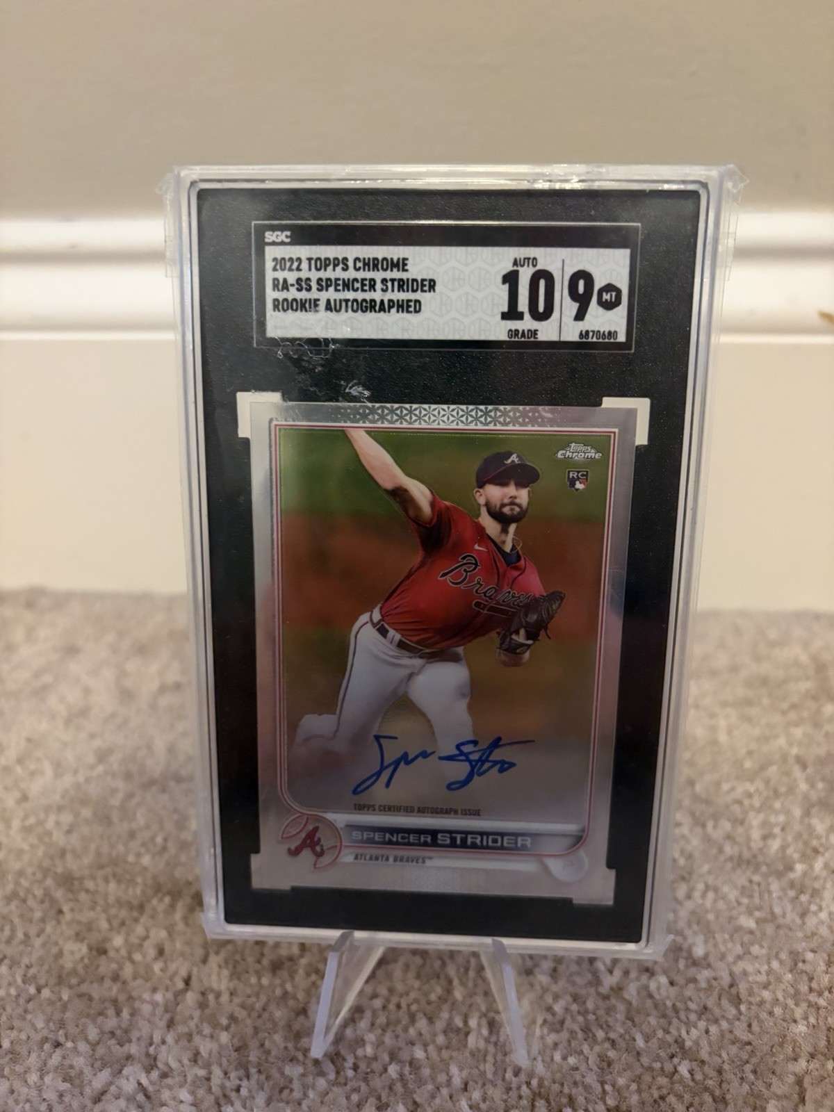 2022 Topps Chrome Spencer Strider Rookie Auto SGC Mint 9 Auto 10 #RA-SS Braves
