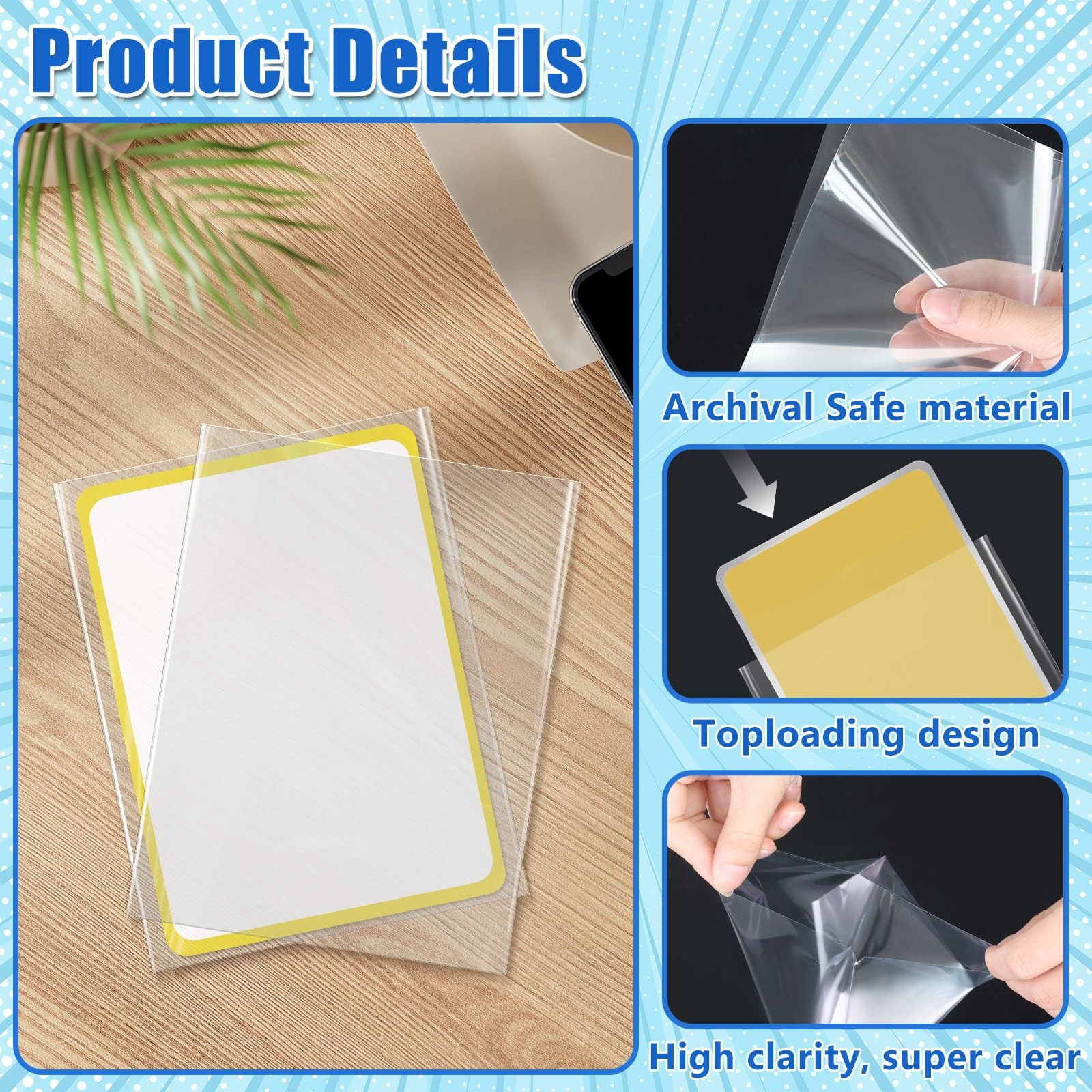 Jumbo Card Sleeves, Oversized Card Sleeves for TCG Trading Cards, Extra Thick…