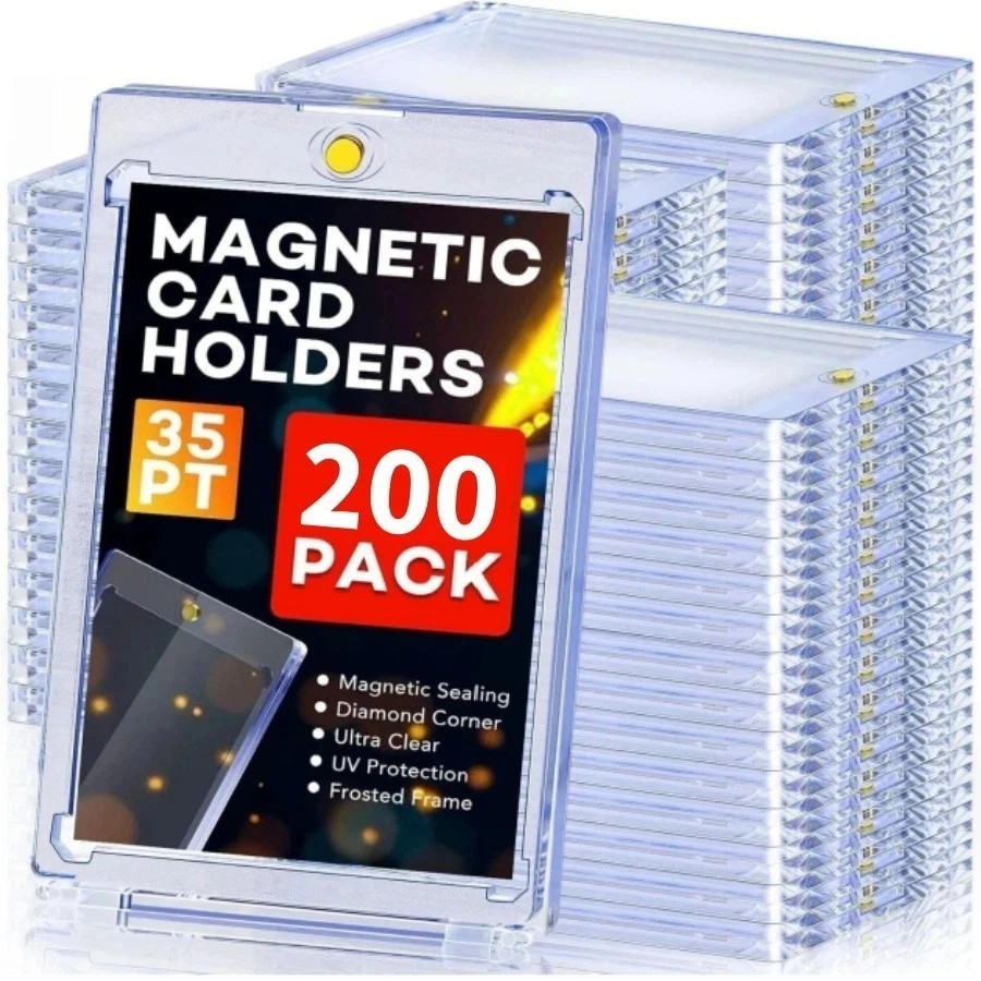 200 PACK Magnetic Trading Sports Card Holders 35pt One-Touch Hard UV Protection⭐