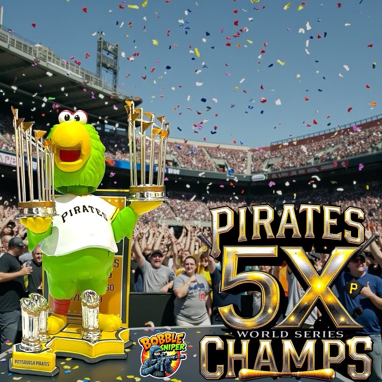 PIRATE PARROT Pittsburgh Pirates 5X World Series Champs Mascot MLB Bobblehead